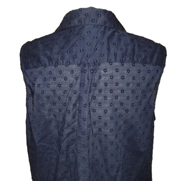 Anne Klein Women's Size XL Navy Blue Woven Sleeveless Blouse Button Up Collar - Picture 5 of 8